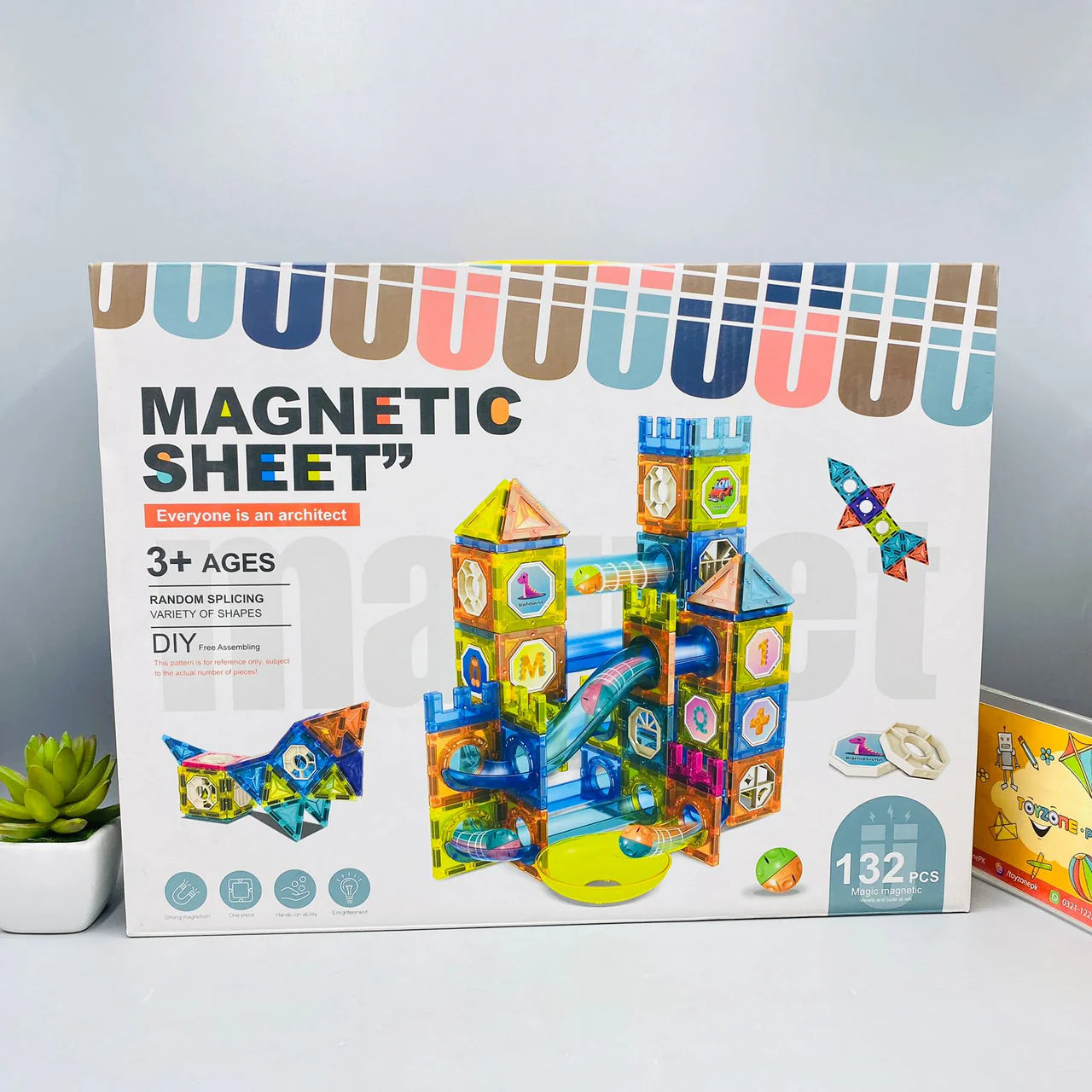 Magnetics Sheet 132 Pcs Blocks SET