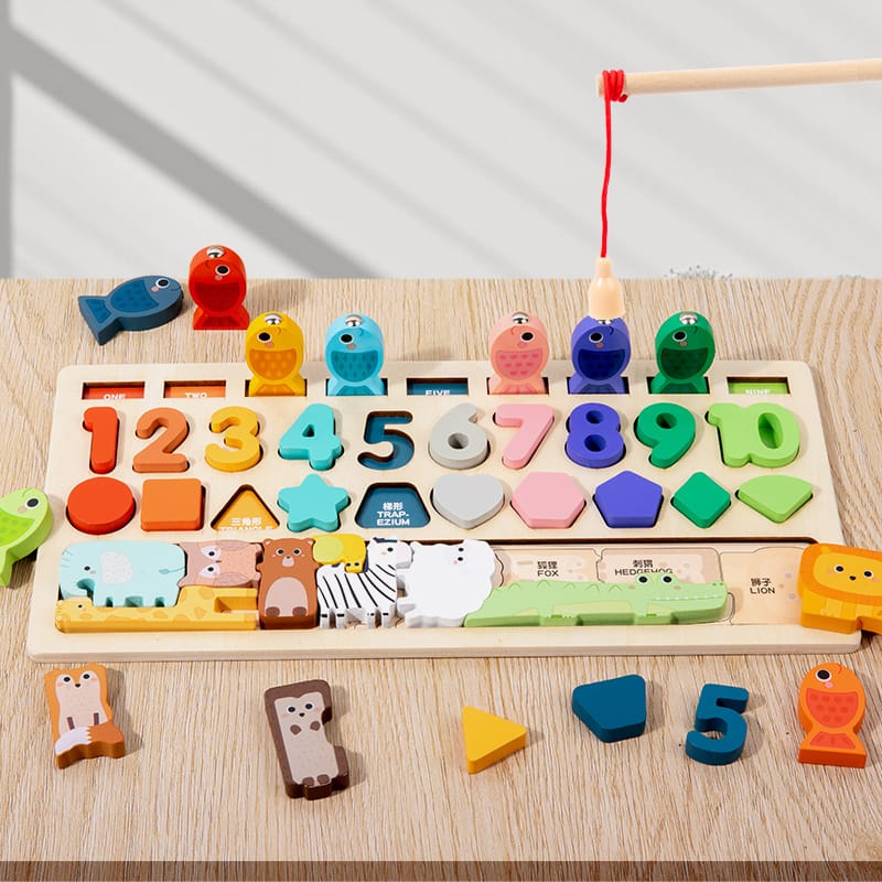 Wooden Animal & Number Puzzle Game