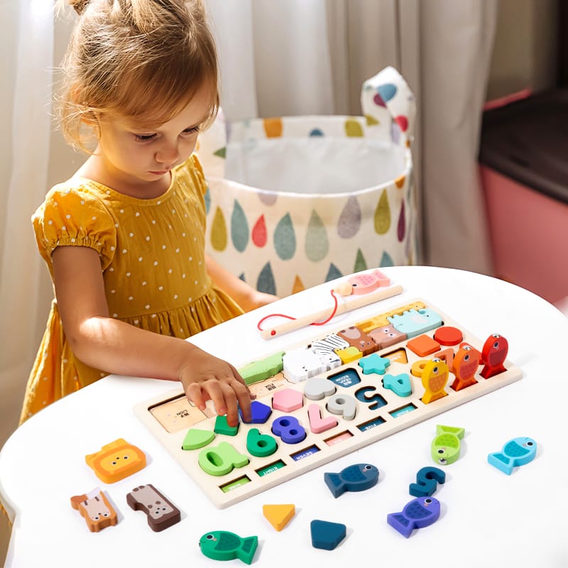 Wooden Animal & Number Puzzle Game