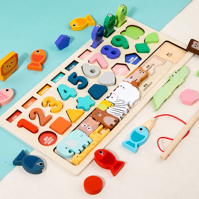 Wooden Animal & Number Puzzle Game