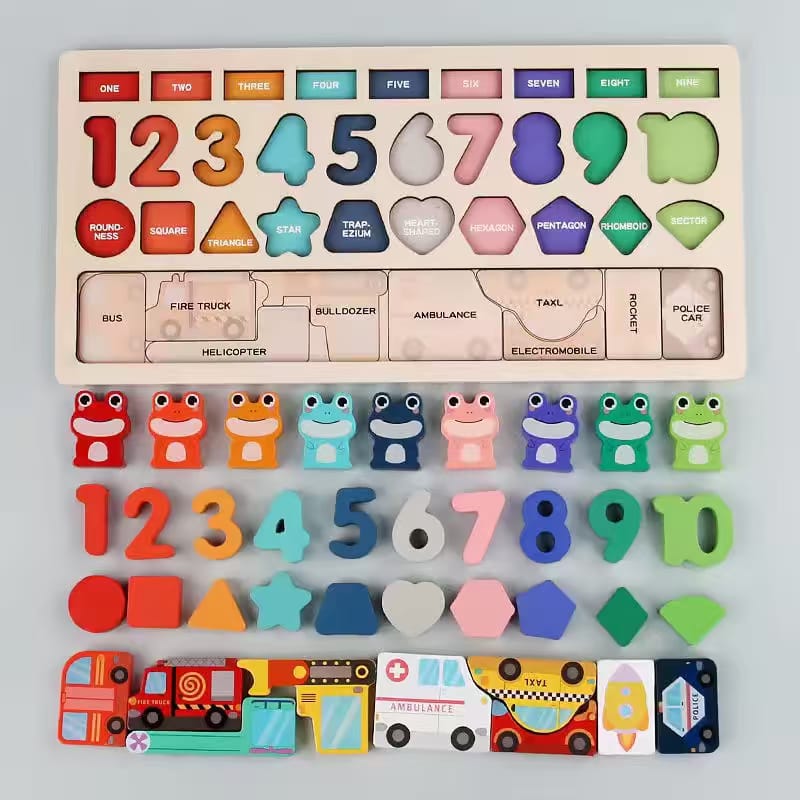 Wooden Animal & Number Puzzle Game